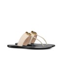 Leather thong sandals with Double G