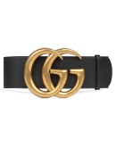 Wide leather belt with Double G