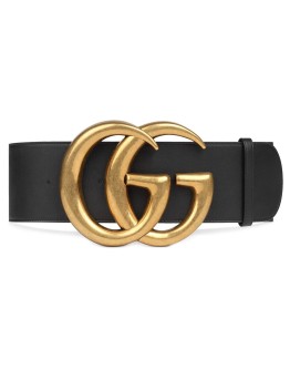 Wide leather belt with Double G