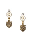Feline earrings with resin pearls