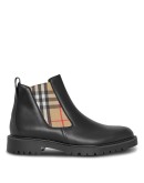 Vintage Check Detail Leather Chelsea Boots