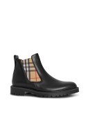 Vintage Check Detail Leather Chelsea Boots