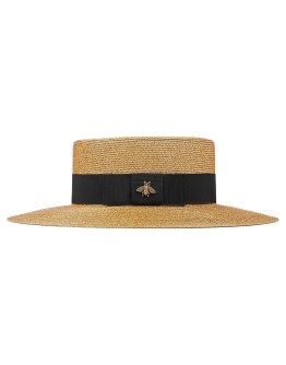 bee-embellished boater hat