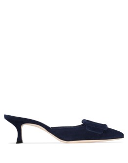 blue Maysale 50 buckle suede mules
