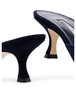 blue Maysale 50 buckle suede mules