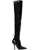 black Rockoko 105 leather and fabric over the knee boots