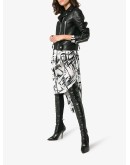 black Rockoko 105 leather and fabric over the knee boots