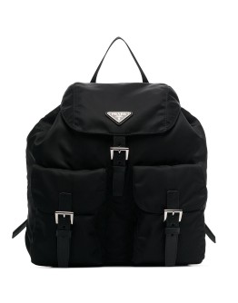 logo plaque buckled backpack