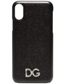 black textured leather Iphone X case