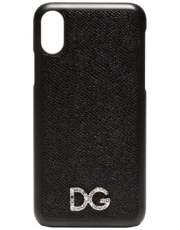 black textured leather Iphone X case