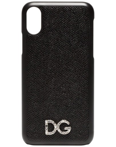black textured leather Iphone X case