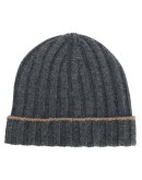 pleated striped beanie