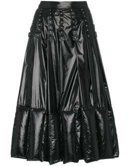 Pleated and Quilted Midi Skirt