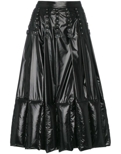 Pleated and Quilted Midi Skirt