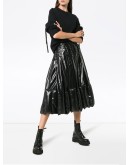 Pleated and Quilted Midi Skirt