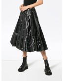 Pleated and Quilted Midi Skirt
