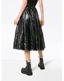 Pleated and Quilted Midi Skirt
