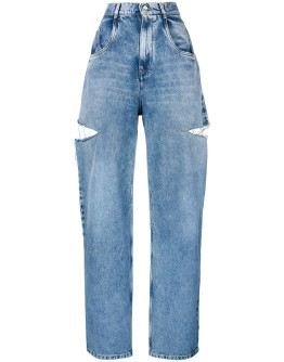 cutout details wide jeans