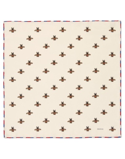 Bees print silk pocket square