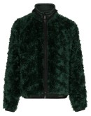 drawstring neck knitted mohair blend jacket