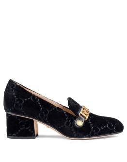Sylvie GG velvet mid-heel pumps