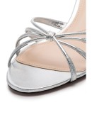 silver metallic 65 criss-cross strap leather mule sandals