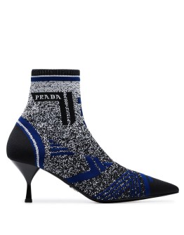 black and blue 65 jacquard knit booties