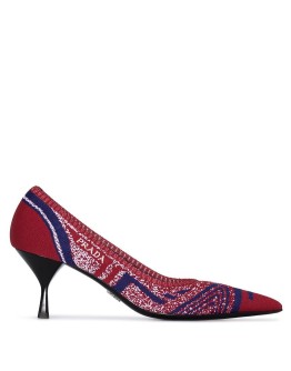 red 65 stretch knit leather pumps