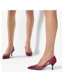 red 65 stretch knit leather pumps
