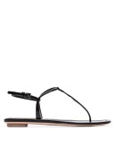 Black patent leather thong sandals