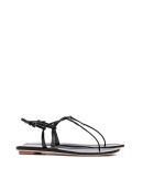 Black patent leather thong sandals