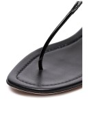 Black patent leather thong sandals
