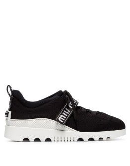 black low top lace up fabric sneakers
