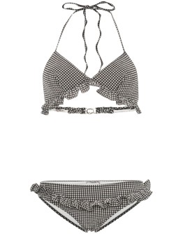 triangle ruffle detail gingham bikini