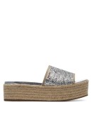 silver metallic 45 Glitter espadrille wedge sandals