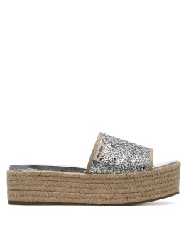 silver metallic 45 Glitter espadrille wedge sandals