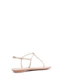 gold metallic laminated leather thong sandals