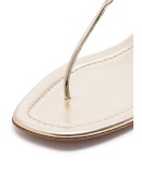gold metallic laminated leather thong sandals