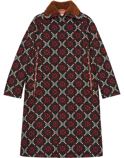 GG diamond wool cape coat