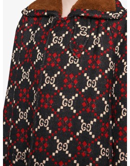 GG diamond wool cape coat