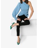 green Hangisi 70 satin buckled pumps