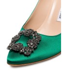 green Hangisi 70 satin buckled pumps
