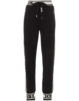 logo stripe cotton track pants