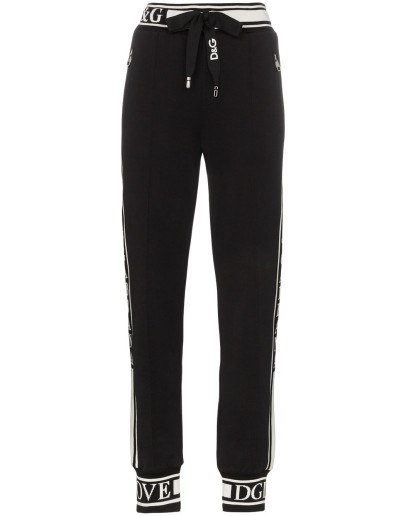 logo stripe cotton track pants