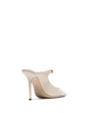 linen white Bing 100 crystal anklet patent leather mules
