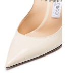 linen white Bing 100 crystal anklet patent leather mules