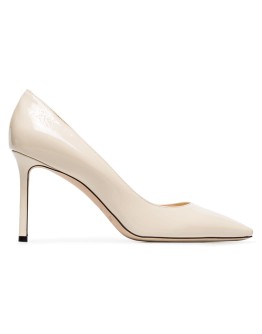 white Romy 85 patent pumps