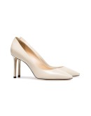 white Romy 85 patent pumps