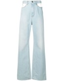 cut-out wide leg jeans