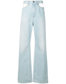 cut-out wide leg jeans